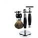 Kit Da Barba Manuale Con Rasoio Effetto Legno Vintage - Set Da 3 Pezzi Per Uomo Black - Foto miniatura 1