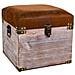 Sgabello Con Cassetti In Legno E Similpelle Marrone 30x30x28h - Foto miniatura 1