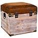 Sgabello Con Cassetti In Legno E Similpelle Marrone 30x30x28h - Foto miniatura 4