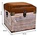 Sgabello Con Cassetti In Legno E Similpelle Marrone 30x30x28h - Foto miniatura 8