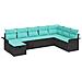 Set Divano da Giardino con cuscino 8 pcs Nero Poly Rattan - Foto miniatura 1