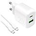 PUTCUSBAC20WDYKCCWHI Caricabatterie per dispositivi mobili Universale Bianco AC Interno - Foto miniatura 1