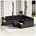Set di 9 Pezzi di Sofà da Giardino con Cuscini Nero Polirattan Acacia - Foto miniatura 2