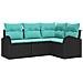 Set Divano da Giardino 4 pcs Nero e Turchese polyrattan - Foto miniatura 1