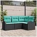 Set Divano da Giardino 4 pcs Nero e Turchese polyrattan - Foto miniatura 2
