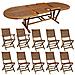 Set Tavolo Giardino Allungabile Ovale 200/300 X 110 Con 8 Sedie E 2 Poltrone In Legno Di Acacia Massiccio Per Esterno Giardino - Foto miniatura 1