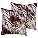 Set Di 2 Cuscini Decorativi Motivo Palme 45x45cm Velluto Bourdeaux Calla - Foto miniatura 1