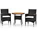 Set Da Pranzo Per Giardino 3 Pz In Polyrattan Nero - Foto miniatura 1