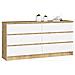 Cassettiera K160, 6 cassetti, 160x40x77 cm, Colore Quercia Artisan e Bianco - Foto miniatura 1