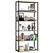 Scaffale stile loft con ripiani in legno, 6 ripiani, 80x32x192 cm, Colore Nero e Quarcia Sonoma - Foto miniatura 1