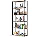 Scaffale stile loft con ripiani in legno, 6 ripiani, 80x32x192 cm, Colore Nero e Quarcia Sonoma - Foto miniatura 2
