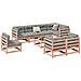 Set Divani da Giardino 9 pz in Legno Massello Abete Douglas - Foto miniatura 8