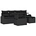 Set Divano da Giardino a 6 Pezzi con Cuscini Rattan Nero Polyrattan - Foto miniatura 1