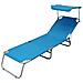 Brandina Pieghevole Lettino Sdraio Con Tettuccio Alluminio E Textilene Azzurro Per Campeggio Spiaggia Mare Piscina Giardino - Foto miniatura 1