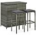Set Da Bar 3 Pz In Polyrattan Grigio - Foto miniatura 1
