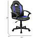 Sedia Con Ruote Miranda, Poltrona Da Gaming Ragazzo, Sedia Da Scrivania, 56x55h89/100 Cm, Nero E Blu - Foto miniatura 5