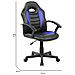 Sedia Con Ruote Miranda, Poltrona Da Gaming Ragazzo, Sedia Da Scrivania, 56x55h89/100 Cm, Nero E Blu - Foto miniatura 2