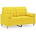Divano A 2 Posti Con Cuscini Giallo Chiaro 120 Cm In Tessuto - Foto miniatura 2