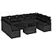 Set di Sofà da Giardino da 10 Pezzi con Cuscini Nero Polyrattan,  Sofà da Giardino per Due Persone con Cuscini Nero Polyrattan - Foto miniatura 1