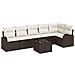 Set Divano da Giardino a 6 Pezzi con Cuscini Rattan Polimerico Grigio, Divano da Giardino a 2 Posti con Spazio di Stoccaggio & Cuscini Rattan Polimerico Marrone - Foto miniatura 1