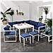 Set Di Mobili Da Giardino Componibili Ibiza In Tessuto Blu, 7 Posti A Sedere - Alluminio Bianco - Foto miniatura 3