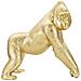 Scultura Gorilla Decorativo In Resina Dorata Vista Laterale - Foto miniatura 1