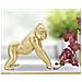 Scultura Gorilla Decorativo In Resina Dorata Vista Laterale - Foto miniatura 5