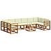 Set di divani da esterno con cuscino 11 pcs Naturale e Crema - Foto miniatura 3