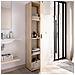 Colonna Bagno Lagalb, Mobile Pensile Bagno, Armadio Alto Multiuso A 1 Anta, 39x35h190 Cm, Rovere - Foto miniatura 4