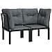 Poltrone Angolari Giardino Cuscini 2pz Polyrattan Nero E Grigio - Foto miniatura 1