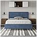 Letto Contenitore Imbottito 140x200 Microfibra Blu Adele - Foto miniatura 3