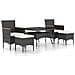 Set Pranzo da Giardino 5 pz Polyrattan e Vetro Temperato Nero - Foto miniatura 1