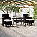 Set Pranzo da Giardino 5 pz Polyrattan e Vetro Temperato Nero - Foto miniatura 7