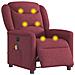 Poltrona Massaggiante Reclinabile Elettrica Rosso Vino Tessuto - Foto miniatura 3