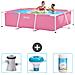 Piscina Fuori Terra - Rettangolo - 220x150x60 Cm - Rosa - Include Accessori Coordinati Cb77 - Foto miniatura 1