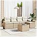 Set Divano da Giardino a 6 Pezzi con Cuscini Rattan Poly Marrone - Foto miniatura 2