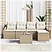 Set Divano da Giardino a 6 Pezzi con Cuscini Rattan Poly Marrone - Foto miniatura 3
