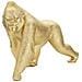 Scultura Gorilla Decorativo In Resina Dorata Vista Frontale - Foto miniatura 2