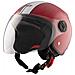 Casco Moto Jet Omologato Ece Rosso Doppia Visiera Parasole Grafica Bianca M - Foto miniatura 3