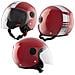 Casco Moto Jet Omologato Ece Rosso Doppia Visiera Parasole Grafica Bianca M - Foto miniatura 1