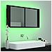 Armadietto a Specchio con Luci LED Nero 90x12x45 cm in Acrilico - Foto miniatura 2