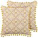 Set Di 2 Cuscini Lycrois Cotone 45 X 45 Cm Giallo Trama Floreale - Foto miniatura 2