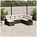 Set Divani Da Giardino 7 Pz Con Cuscini Marrone In Polyrattan - Foto miniatura 1