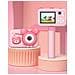 Simpatica Macchina Fotografica Per Bambini Con Doppio Obiettivo E Supporto Pink - Foto miniatura 2