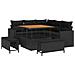 Set di divani da giardino  8 pezzi con cuscini Nero Polyrattan Acacia, Set da pranzo da giardino  3 pezzi con cuscini Nero Polyrattan Acacia - Foto miniatura 1