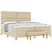 Letto Box Spring con Materasso e Panchina Panna 200x200 cm Tessuto - Foto miniatura 1
