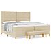 Letto Box Spring con Materasso e Panchina Panna 200x200 cm Tessuto - Foto miniatura 4
