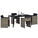 Set da Pranzo per Giardino con cuscino 5 pcs Grigio Poly Rattan - Foto miniatura 3
