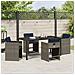 Set da Pranzo per Giardino con cuscino 5 pcs Grigio Poly Rattan - Foto miniatura 4