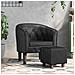 Poltrona Cabriolet E Poggiapiedi Nera Similpelle - Foto miniatura 1
